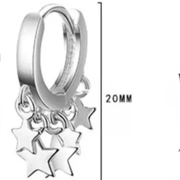 NEW 925 STERLING SILVER STAR EARRINGS - Picture 4 of 5